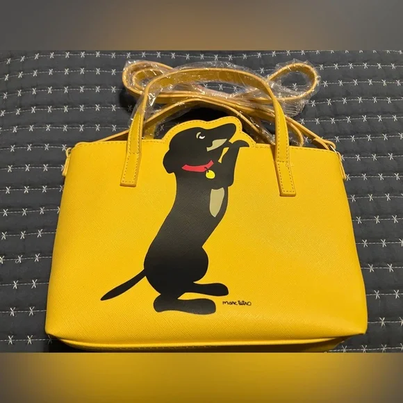 Yellow Dachshund Graphic Tote Bag with Wallet and Wristlet - Picture 10 of 11